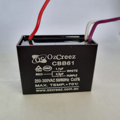 Wholesale 5pcs CBB61 1.7+3.5uF 3 Wires Fan Starting Capacitor For Ceiling Fan, Exhaust Fan, Dynamo-motor, Hood Fan Capacitor