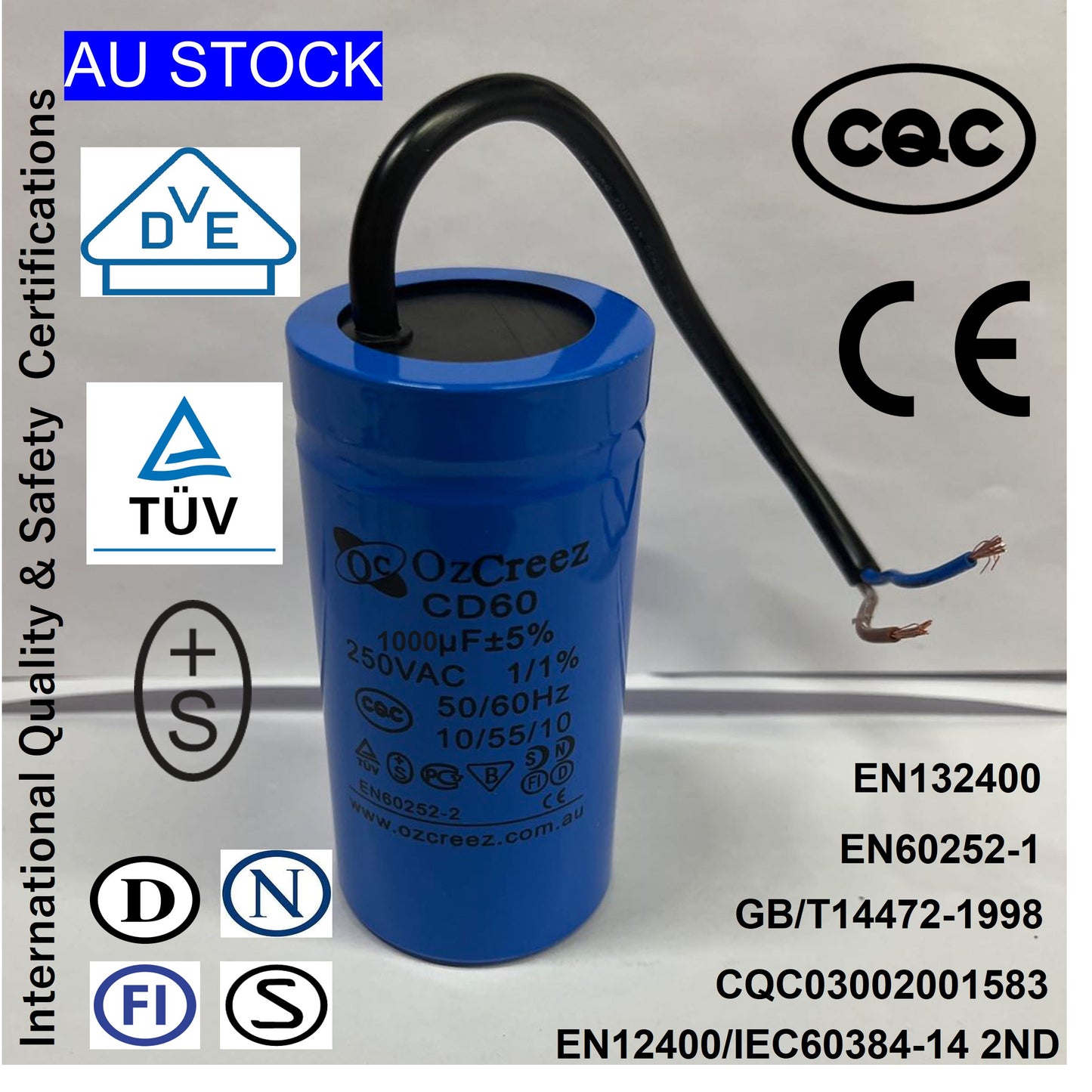 Original High Quality Motor Start Run Capacitor CD60 1000uF 250V / 450V 50/60Hz Capacitor - AU