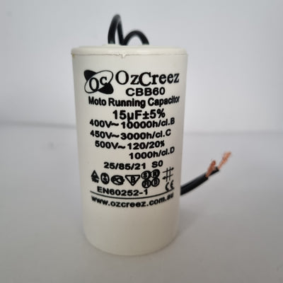 CBB60 15uF 450V 50/60Hz 2 Wire Capacitor Motor Start Run Capacitor HVAC Washer Dryer Pump Compressor