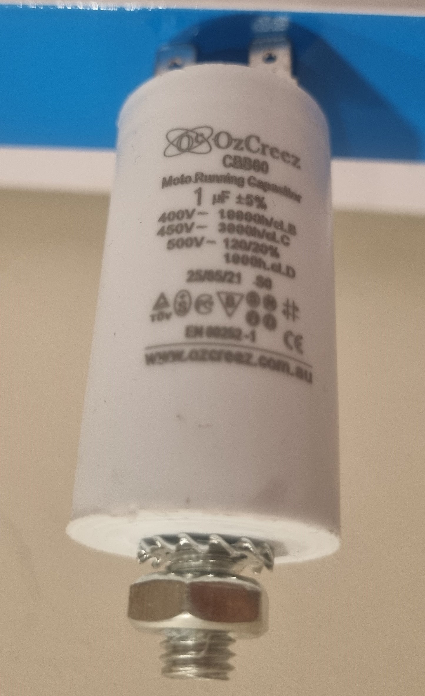 CBB60 1uF 450V 50/60Hz 4 Pin With Thread Motor Start Run Capacitor HVAC Washer Dryer Pump Compressor