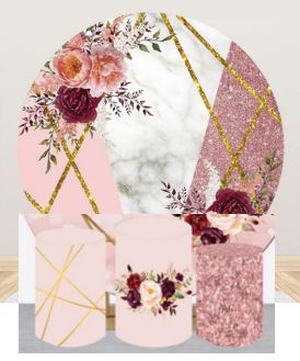 Backdrop and Plinths Cover- Pink Flower Theme