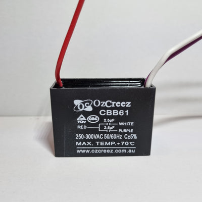 CBB61 2.5+2.5uF 3 Wires Fan Starting Capacitor For Ceiling Fan, Exhaust Fan, Dynamo-motor, Hood Fan Capacitor