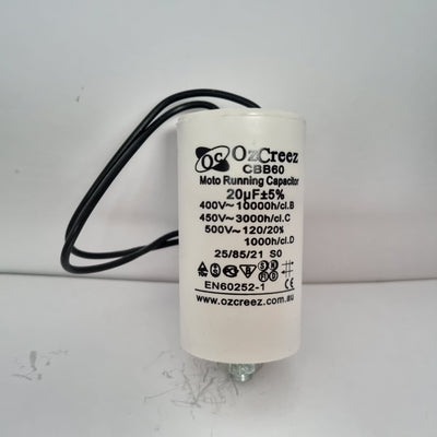 CBB60 20uF 450V 50/60Hz 2 Wire With Thread Capacitor Motor Start Run Capacitor HVAC Washer Dryer Pump Compressor