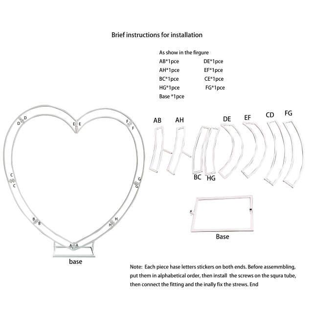 Double Rod Backdrop Arch stand Heart Shape