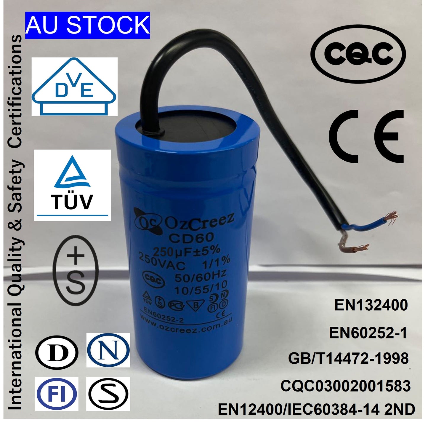 Original High Quality Motor Start Run Capacitor CD60 250uF 250V / 450V 50/60Hz Capacitor - AU