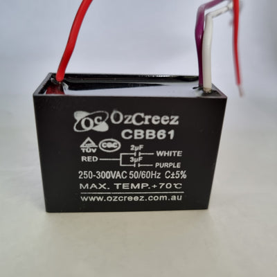 Wholesale 5x Pcs CBB61 2+3uF 3 Wires Fan Starting Capacitor For Ceiling Fan, Exhaust Fan, Dynamo-motor, Hood Fan Capacitor