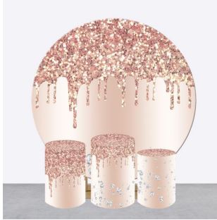 Backdrop and Plinths Cover- Pink Glitter