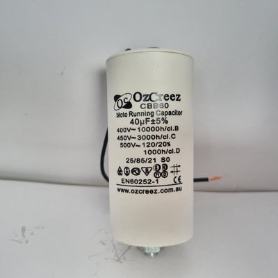 CBB60 40uF 450V 50/60Hz 2 Wire With 8mm Thread Capacitor Motor Start Run Capacitor HVAC Washer Dryer Pump Compressor