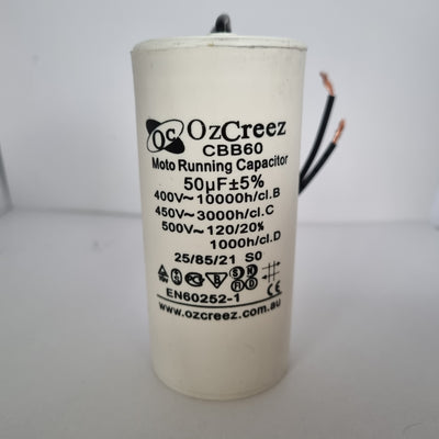 CBB60 50uF 450V 50/60Hz 2 Wire Capacitor Motor Start Run Capacitor HVAC Washer Dryer Pump Compressor
