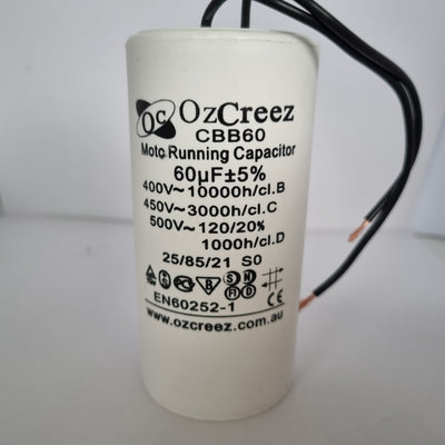 CBB60 60uF 450V 50/60Hz 2 Wire Capacitor Motor Start Run Capacitor HVAC Washer Dryer Pump Compressor
