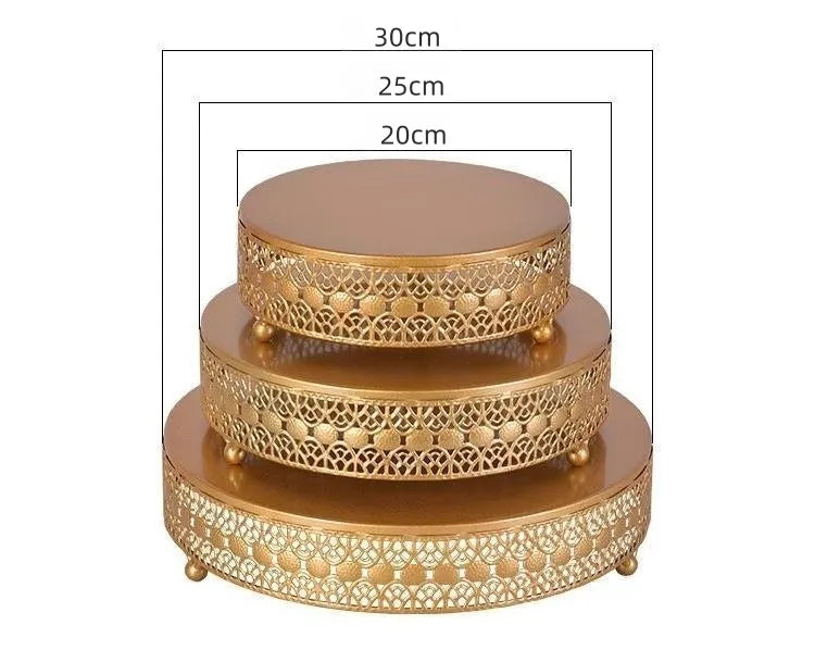 European Style 3 Pcs Cake Stand- Gold