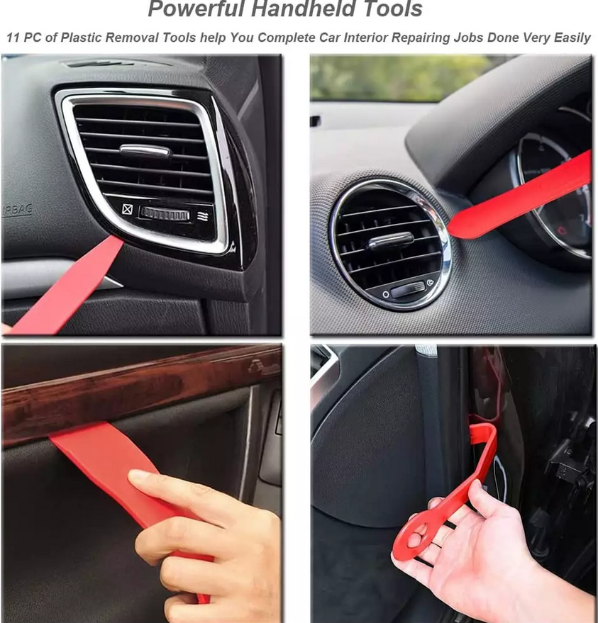 12pcs car panel and window removal tool kit durable, portable, and scratch-free (Red)