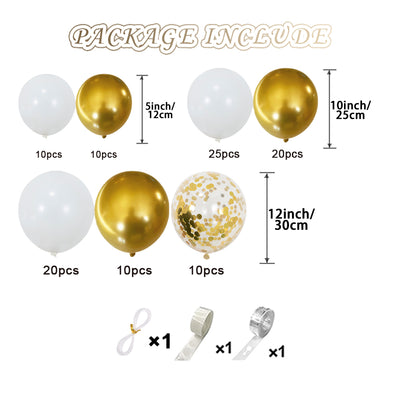 Balloon Garland Kit- white and gold balloons