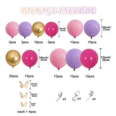 Balloon Garland Kit- purple gold and rose pink balloons