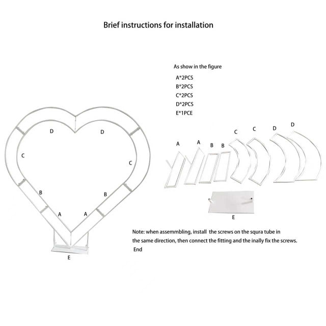 Heart-Shaped Wedding Backdrop Stand – 2m x 2m
