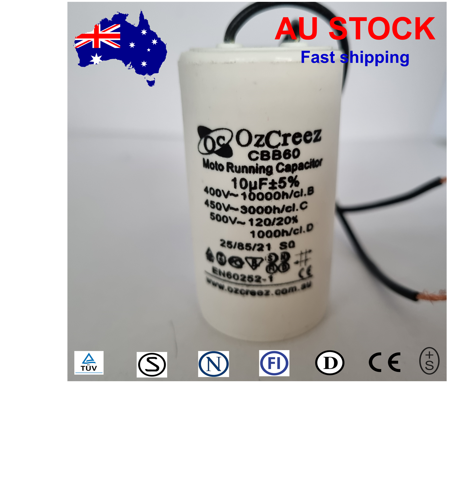 CBB60 450V 50/60Hz 2 Wire Capacitor Motor Start Run Capacitor HVAC Washer Dryer Pump Compressor