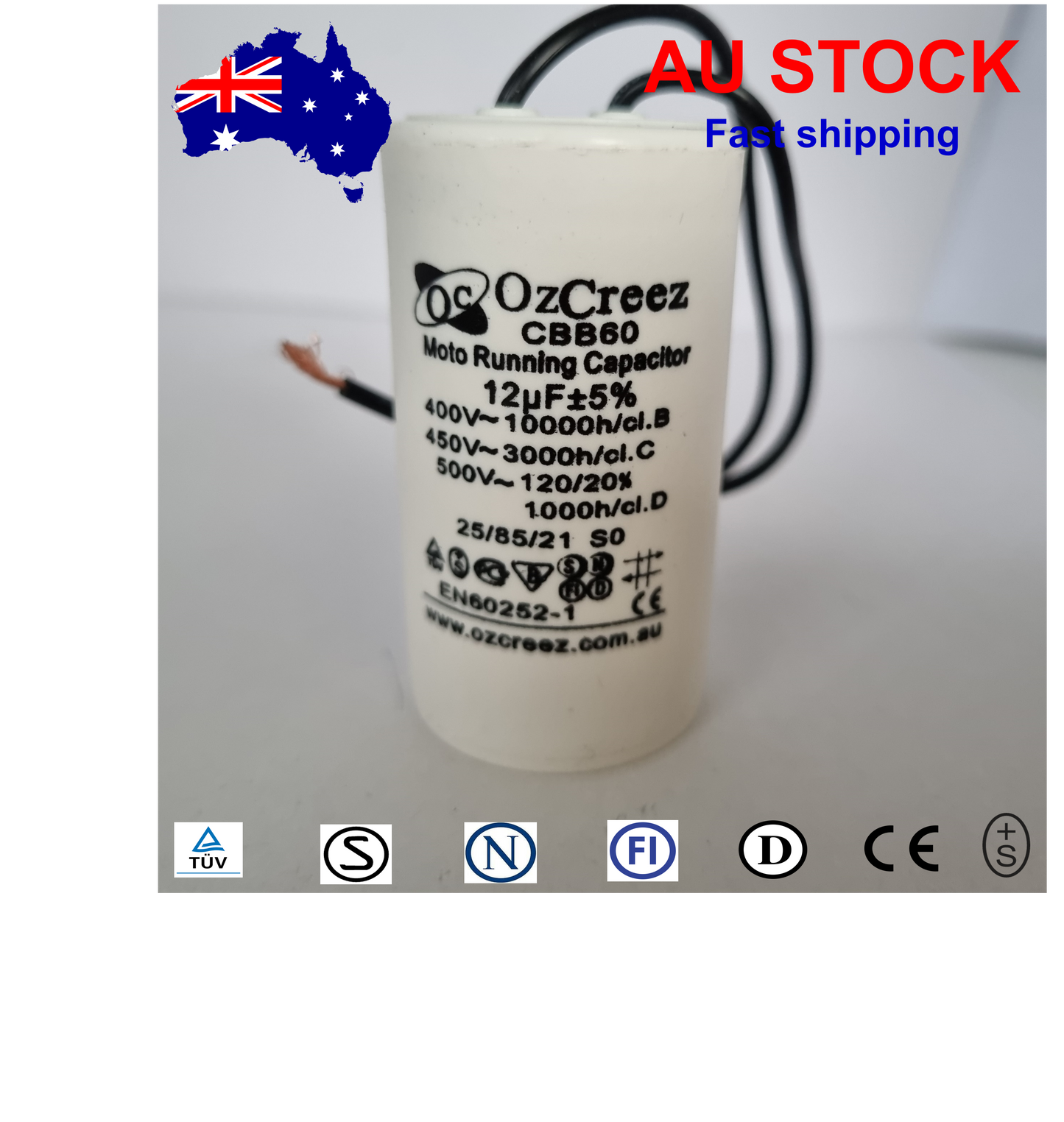 CBB60 450V 50/60Hz 2 Wire Capacitor Motor Start Run Capacitor HVAC Washer Dryer Pump Compressor