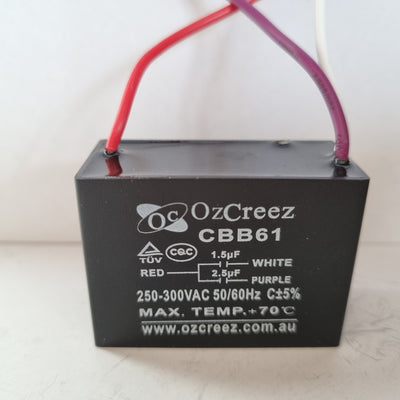 CBB61 1.5uF+2.5uF 3 Three Wires AC 250V 50/60Hz Capacitor For Ceiling Fan