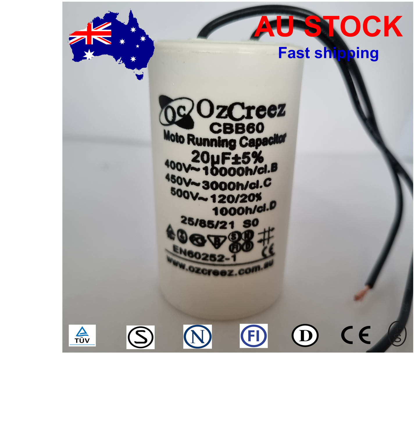 CBB60 450V 50/60Hz 2 Wire Capacitor Motor Start Run Capacitor HVAC Washer Dryer Pump Compressor