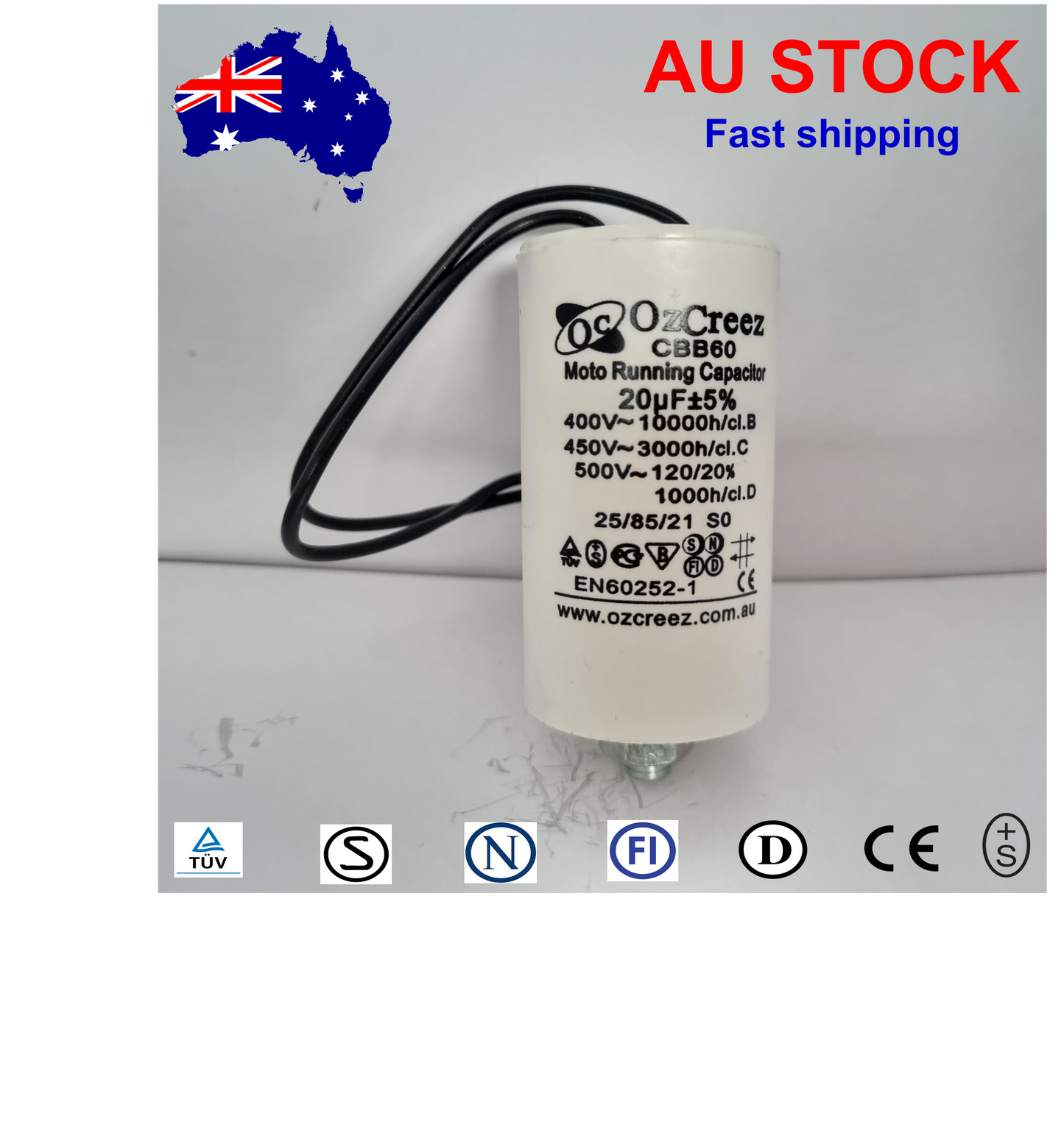 CBB60 450V 50/60Hz 2 Wire Capacitor Motor Start Run Capacitor HVAC Washer Dryer Pump Compressor