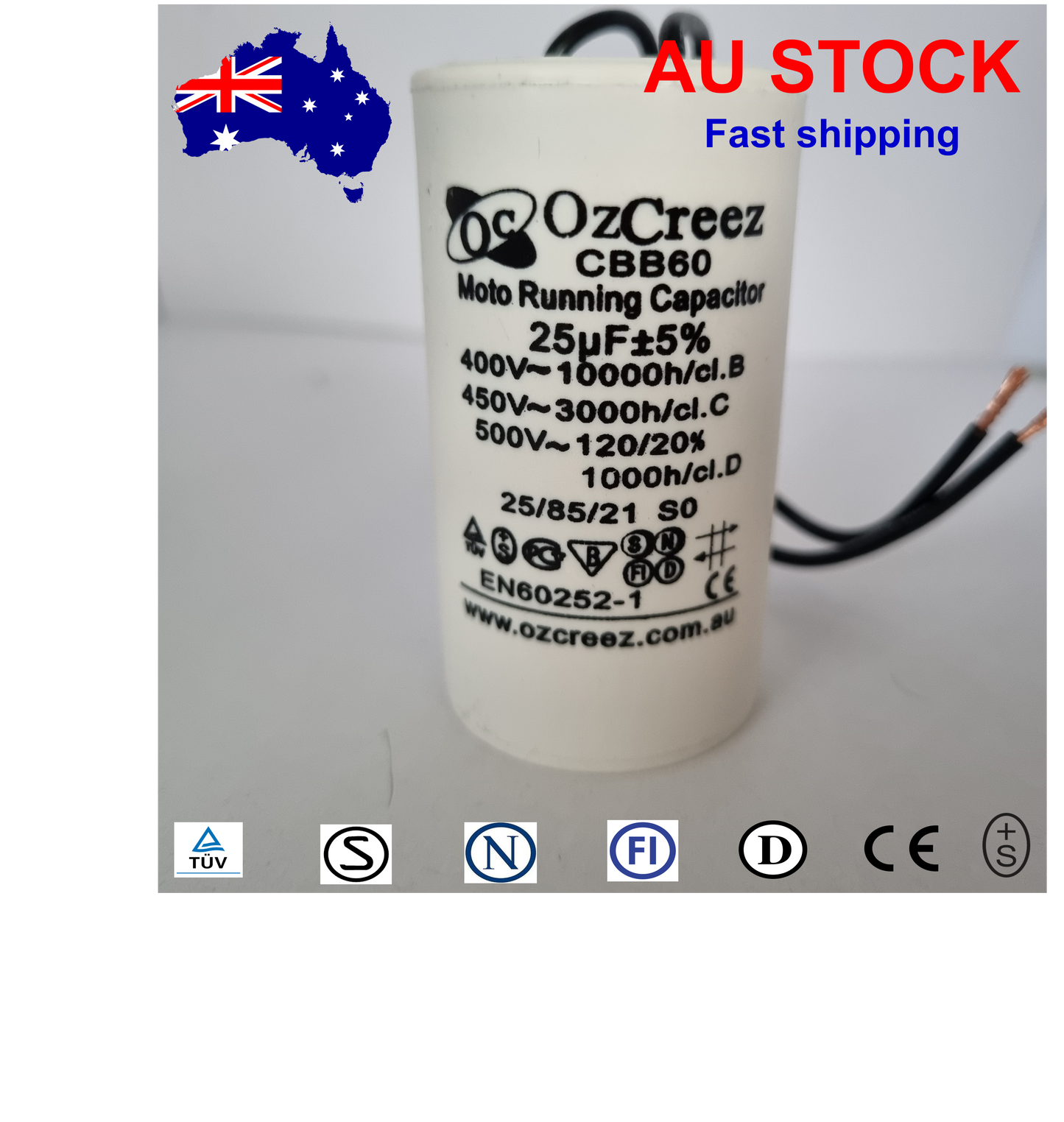 CBB60 450V 50/60Hz 2 Wire Capacitor Motor Start Run Capacitor HVAC Washer Dryer Pump Compressor