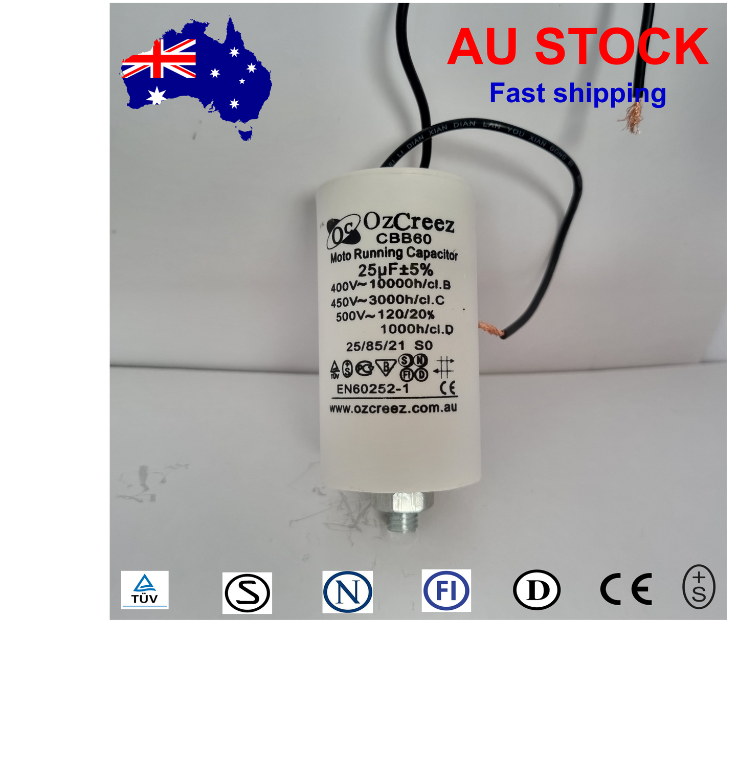 CBB60 450V 50/60Hz 2 Wire Capacitor Motor Start Run Capacitor HVAC Washer Dryer Pump Compressor