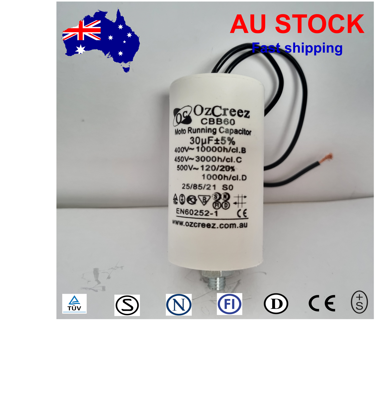 CBB60 450V 50/60Hz 2 Wire Capacitor Motor Start Run Capacitor HVAC Washer Dryer Pump Compressor