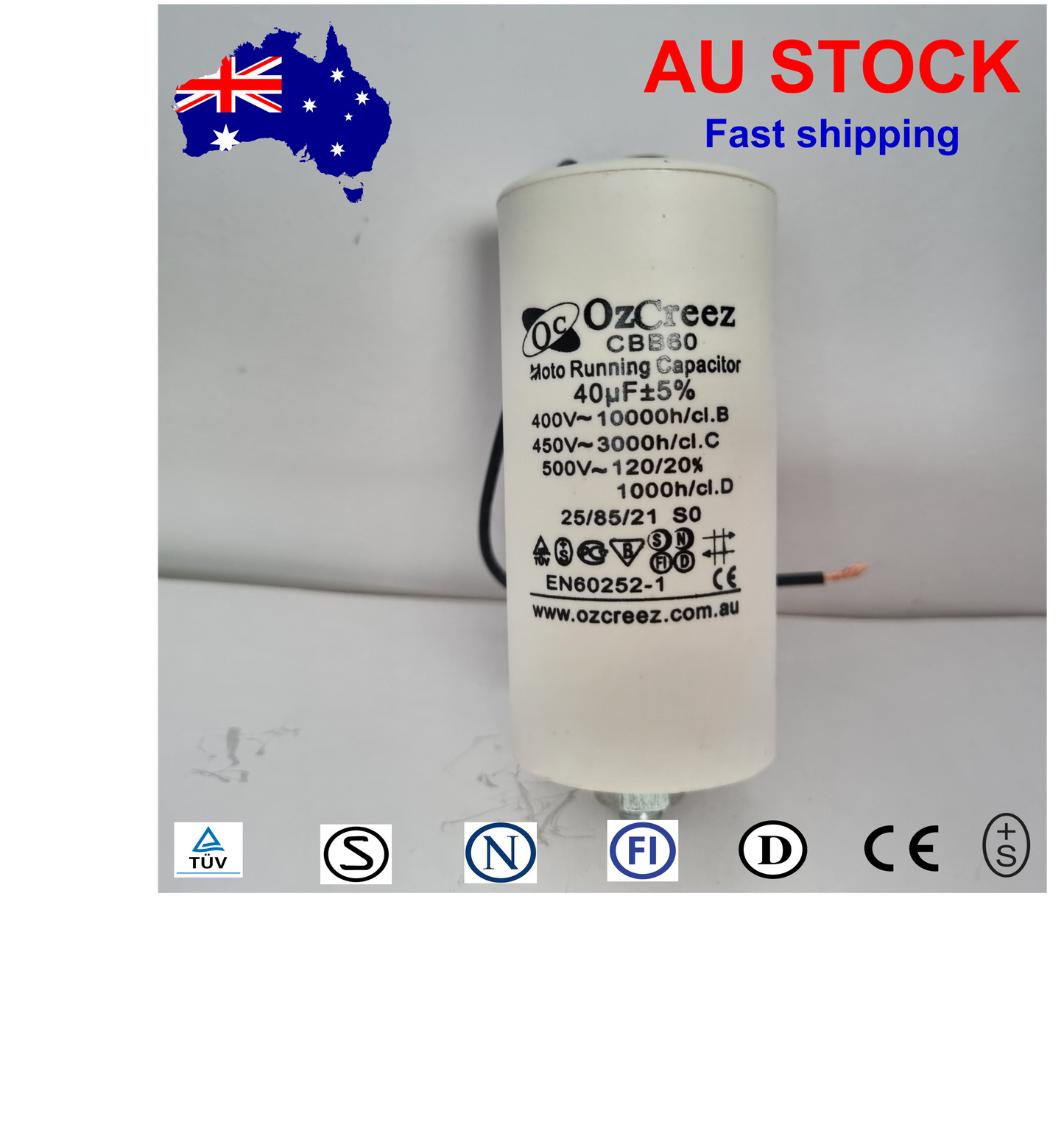 CBB60 450V 50/60Hz 2 Wire Capacitor Motor Start Run Capacitor HVAC Washer Dryer Pump Compressor