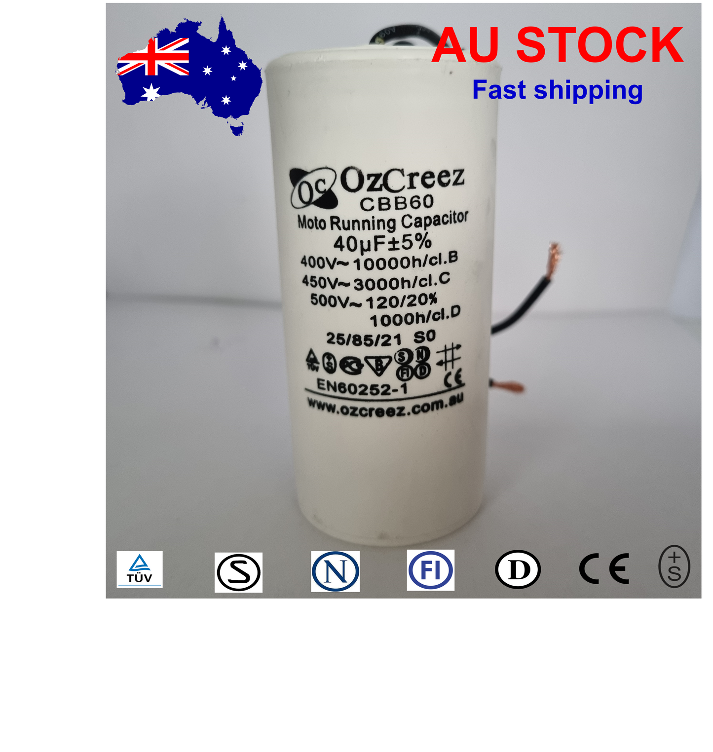 CBB60 450V 50/60Hz 2 Wire Capacitor Motor Start Run Capacitor HVAC Washer Dryer Pump Compressor
