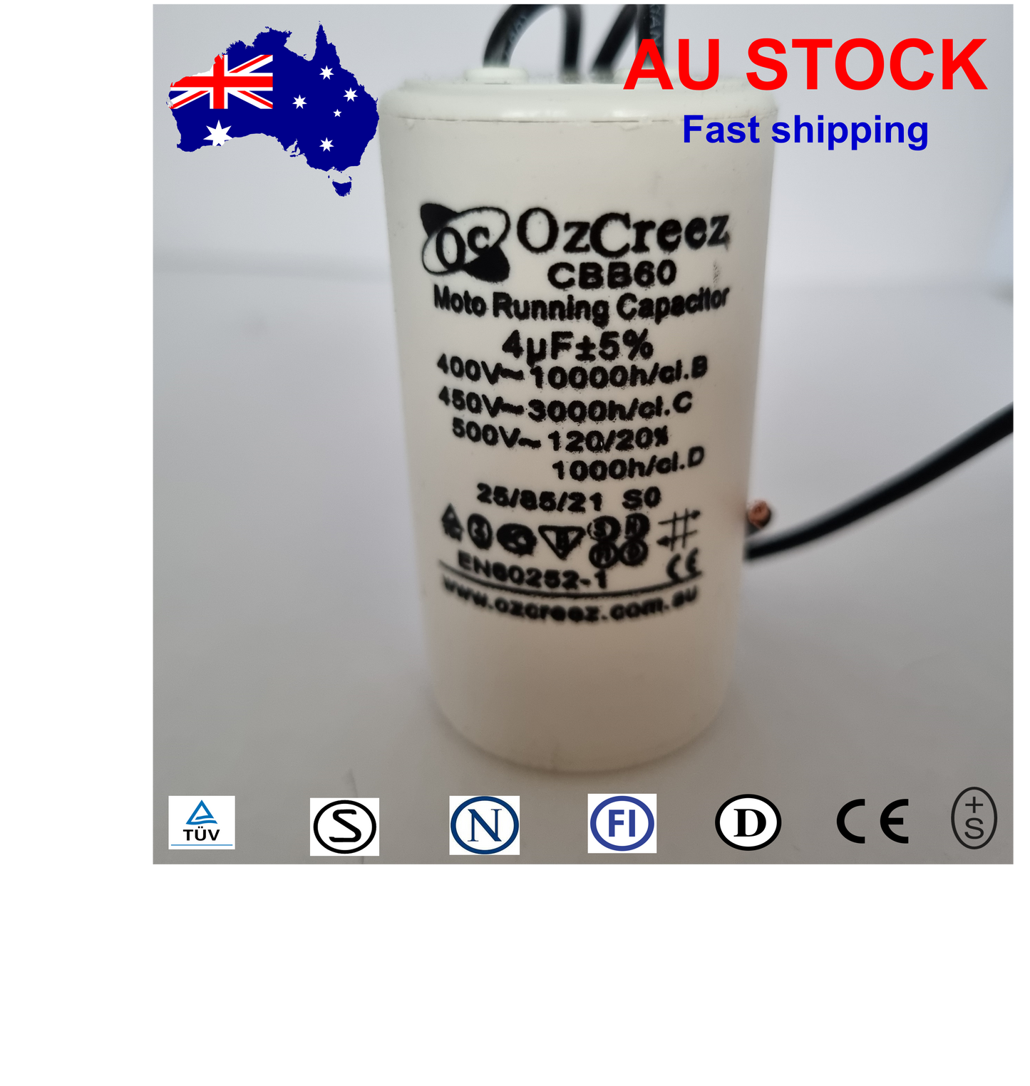 CBB60 450V 50/60Hz 2 Wire Capacitor Motor Start Run Capacitor HVAC Washer Dryer Pump Compressor