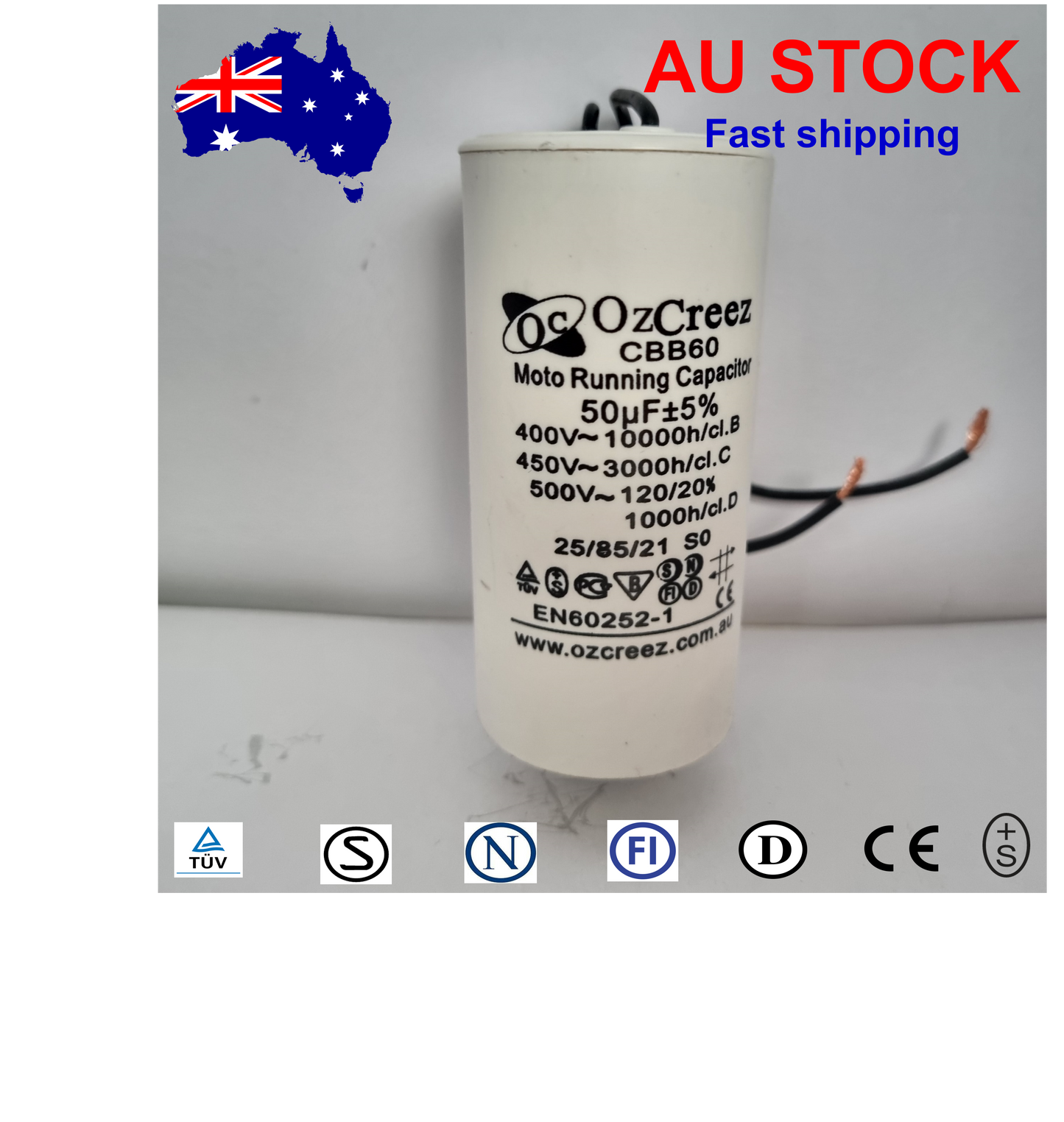 CBB60 450V 50/60Hz 2 Wire Capacitor Motor Start Run Capacitor HVAC Washer Dryer Pump Compressor