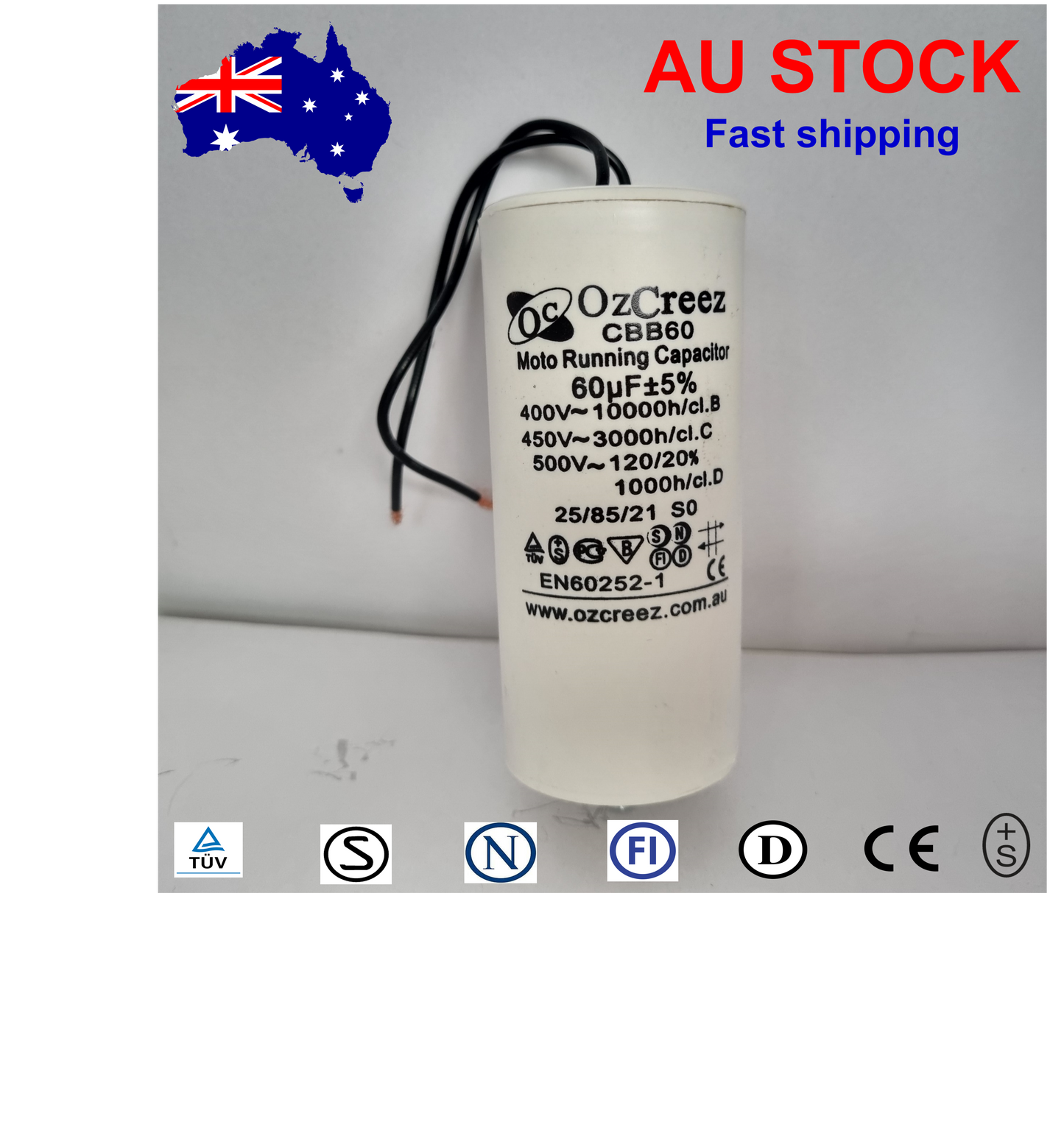CBB60 450V 50/60Hz 2 Wire Capacitor Motor Start Run Capacitor HVAC Washer Dryer Pump Compressor