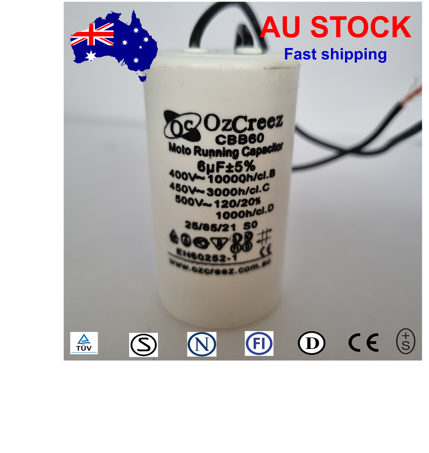 CBB60 450V 50/60Hz 2 Wire Capacitor Motor Start Run Capacitor HVAC Washer Dryer Pump Compressor
