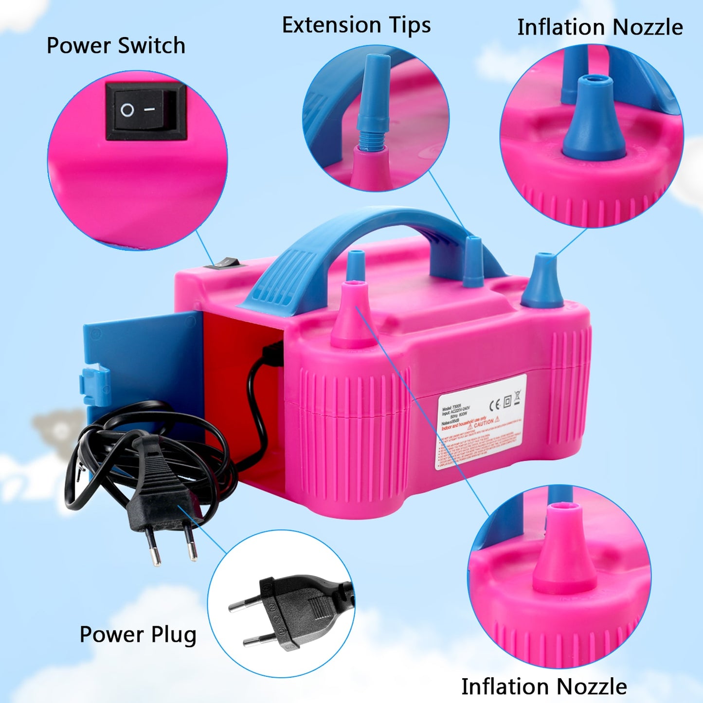 Electric Balloon Air Pump Inflator Dual-Nozzle Machine
