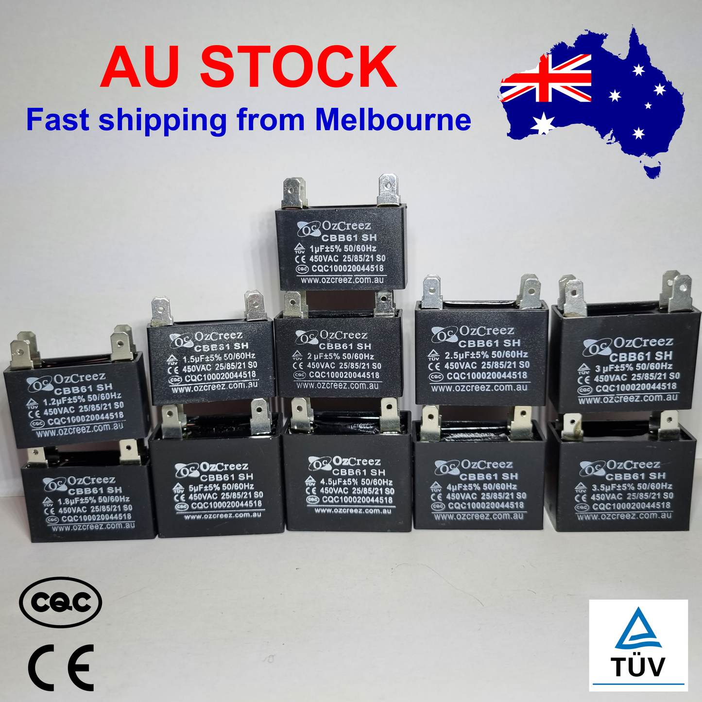 CBB61 4 Pin Fan Starting Capacitor 1uF,1.2uF, 1.5uF, 1.8uF, 2uF, 2.5uF, 3uF, 3.5uF, 4uF, 4.5uF, 5uF Capacitor Appliances Ceiling Fan Starting Capacitor