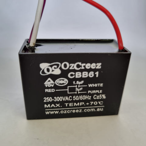 CBB61 1.5+3uF 3 Wires Fan Starting Capacitor For Ceiling Fan, Exhaust Fan, Dynamo-motor, Hood Fan Capacitor