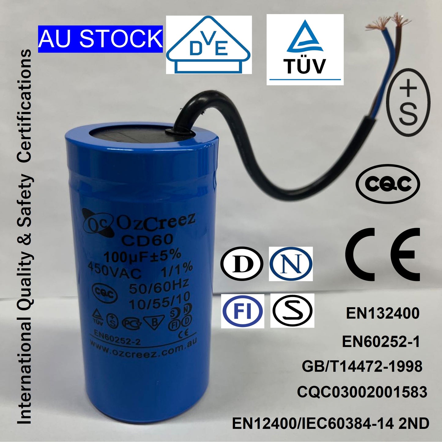100uF 250VAC / 450VAC CD60 AC Motor Capacitor Starting Run Capacitor - AU Stock