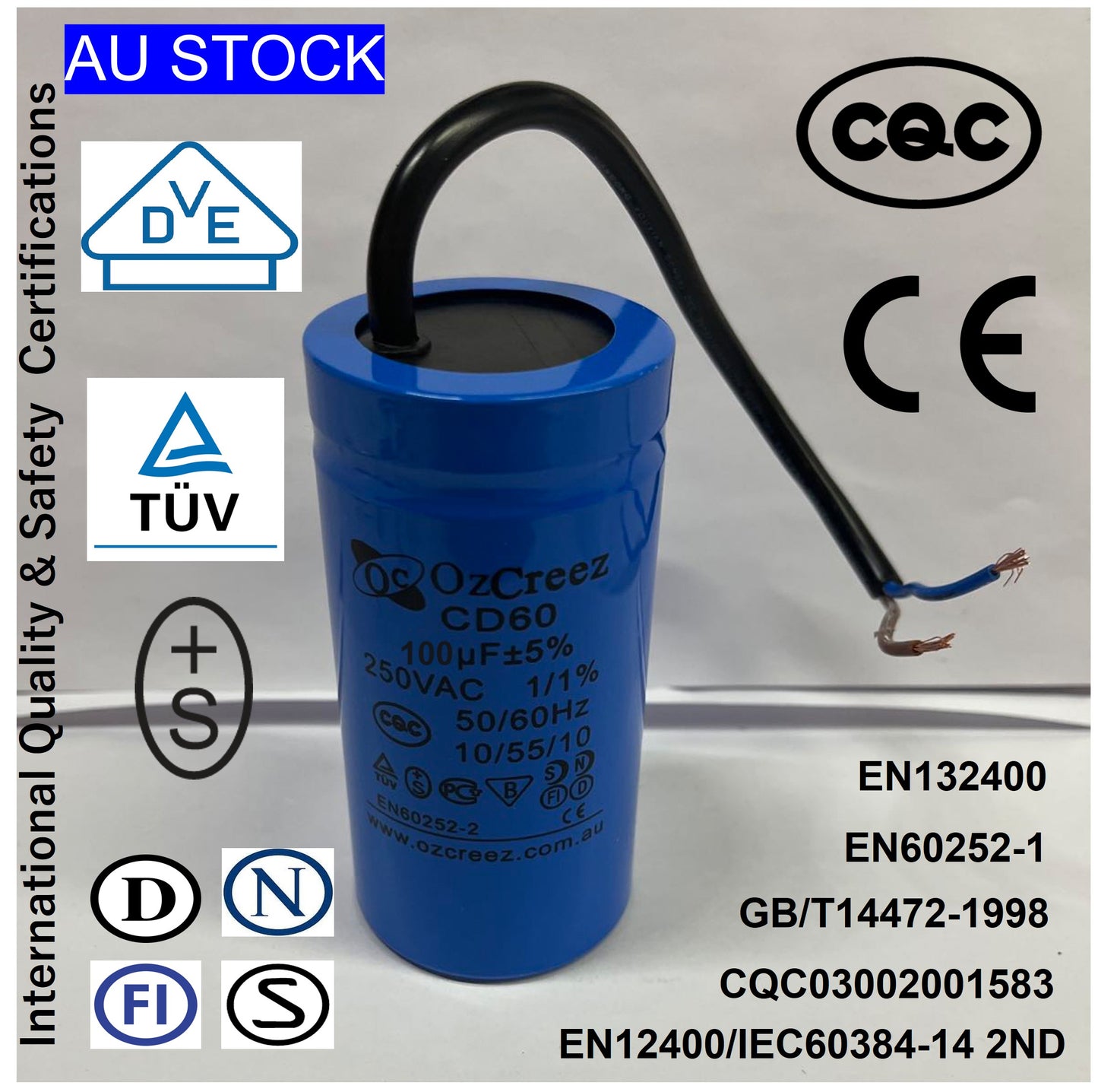 100uF 250VAC / 450VAC CD60 AC Motor Capacitor Starting Run Capacitor - AU Stock