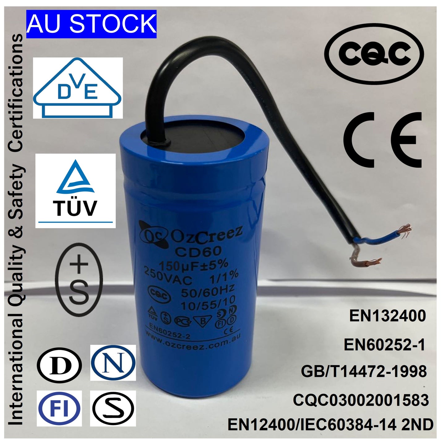 150uF 250VAC / 450VAC CD60 AC Motor Capacitor Starting Run Capacitor - AU Stock