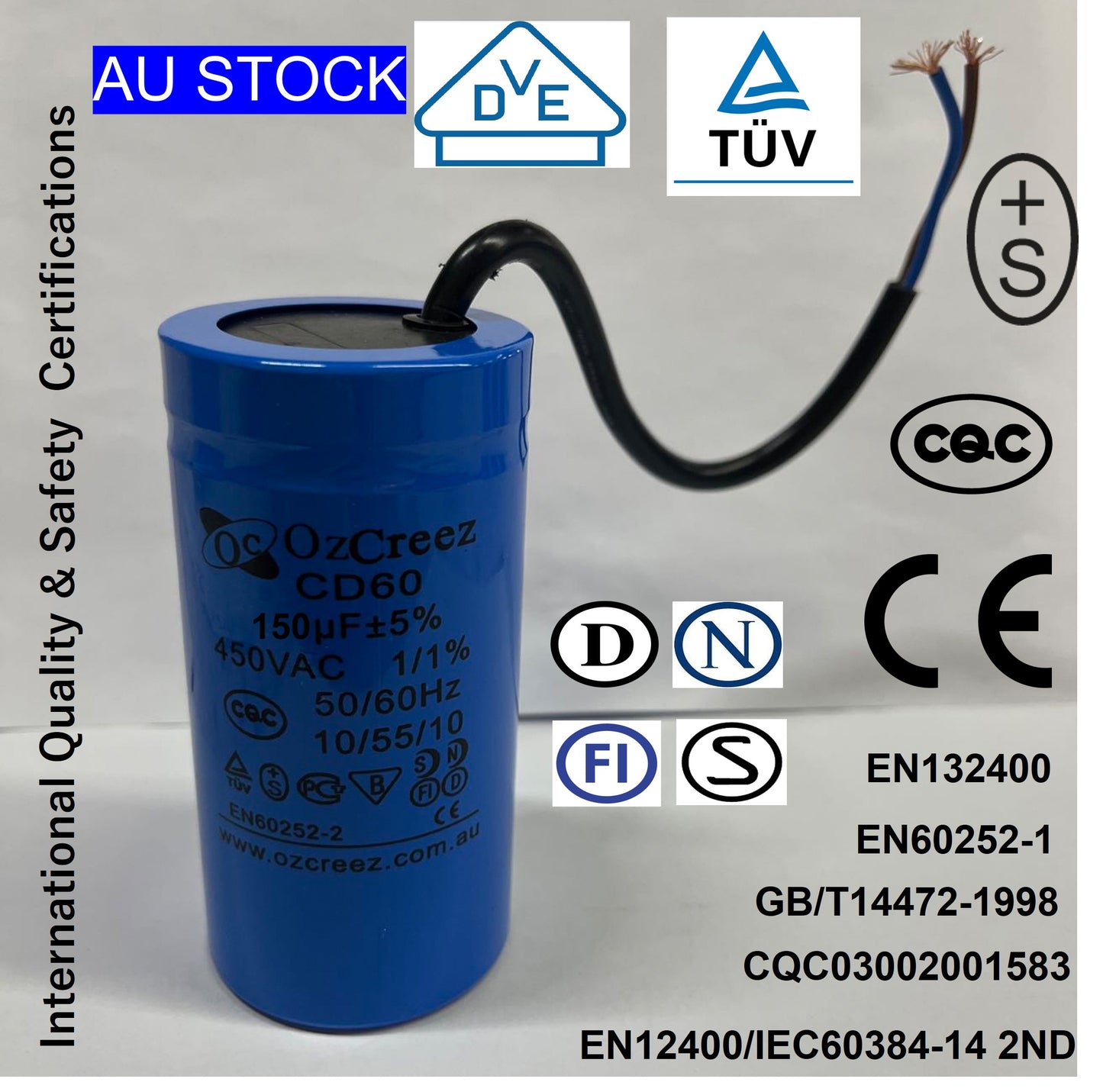 150uF 250VAC / 450VAC CD60 AC Motor Capacitor Starting Run Capacitor - AU Stock