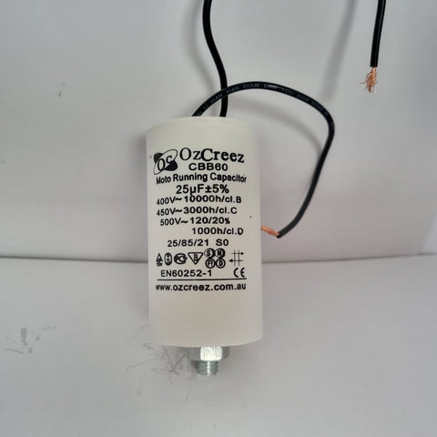 CBB60 25uF 450V 50/60Hz 2 Wire With Thread Capacitor Motor Start Run Capacitor HVAC Washer Dryer Pump Compressor