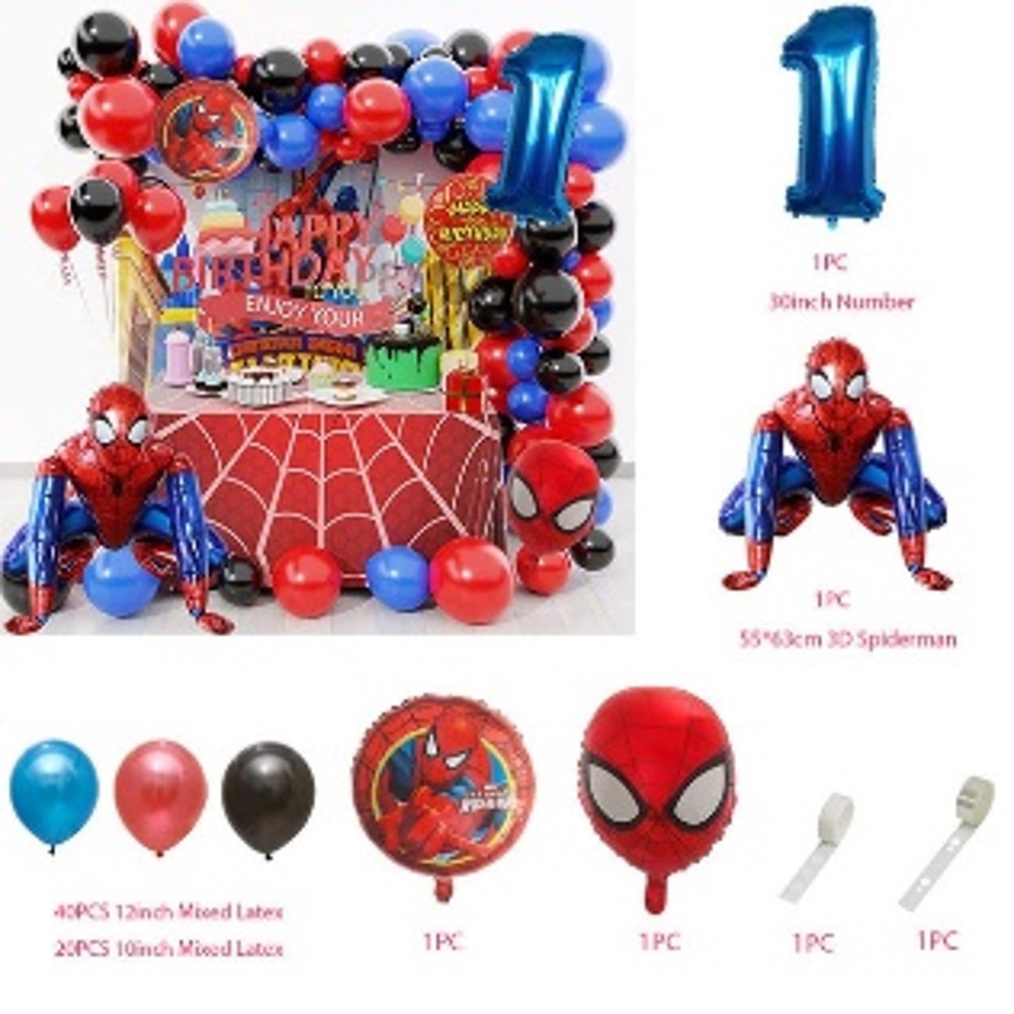 Spider-Man Theme Balloon Garland Kit - Swing Into Action with Superhero Party Decor!