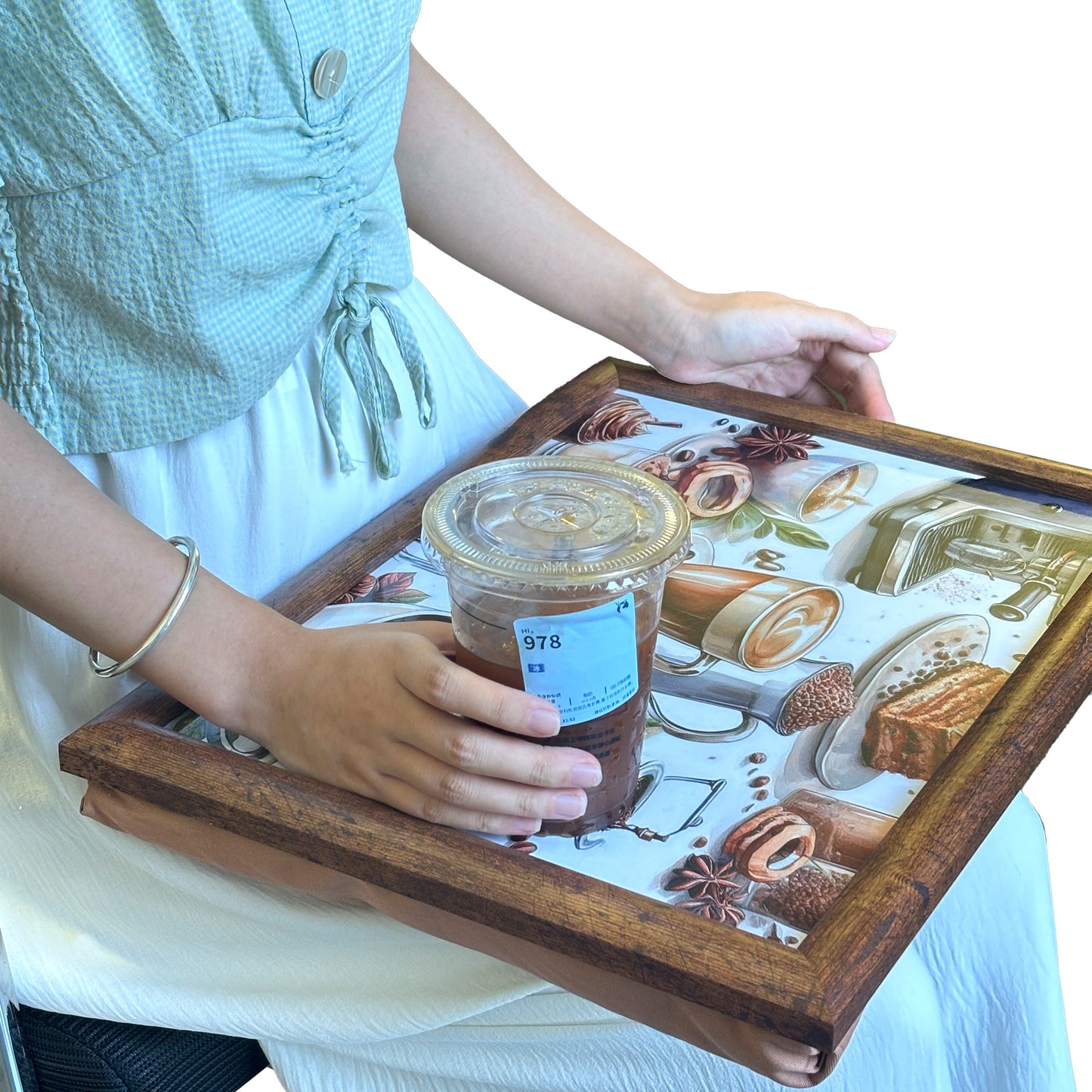 Bean Bag Lap Tray Table TV Dinner Stable Table Breakfast Serving Tray Laptray Design, Ideal Gift, Design # Black Gold