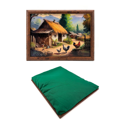 Bean Bag Lap Tray Table TV Dinner Stable Table Breakfast Serving Tray Laptray Design, Ideal Gift, Design #Charm & Cluck