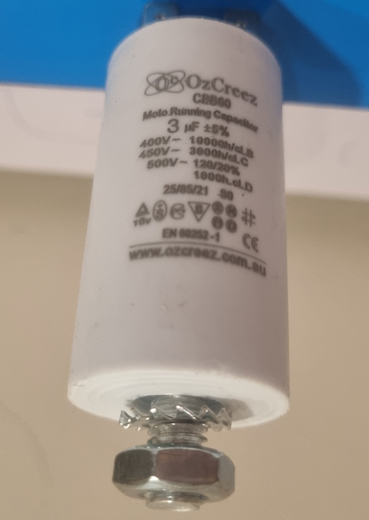 Threaded Threading Capacitor CBB60 3uF 450V 50/60Hz 4 Pin With Thread Motor Start Run Capacitor HVA ...