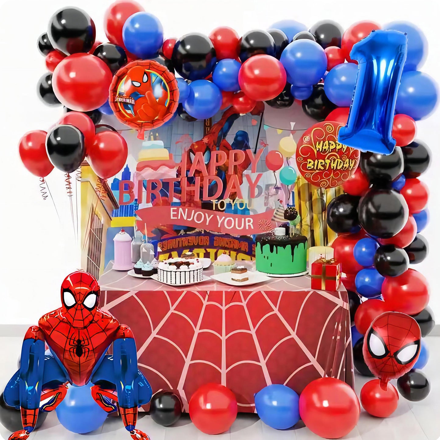 Spider-Man Theme Balloon Garland Kit - Swing Into Action with Superhero Party Decor!
