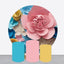 Backdrop and Plinths Cover- Pink Blue Art