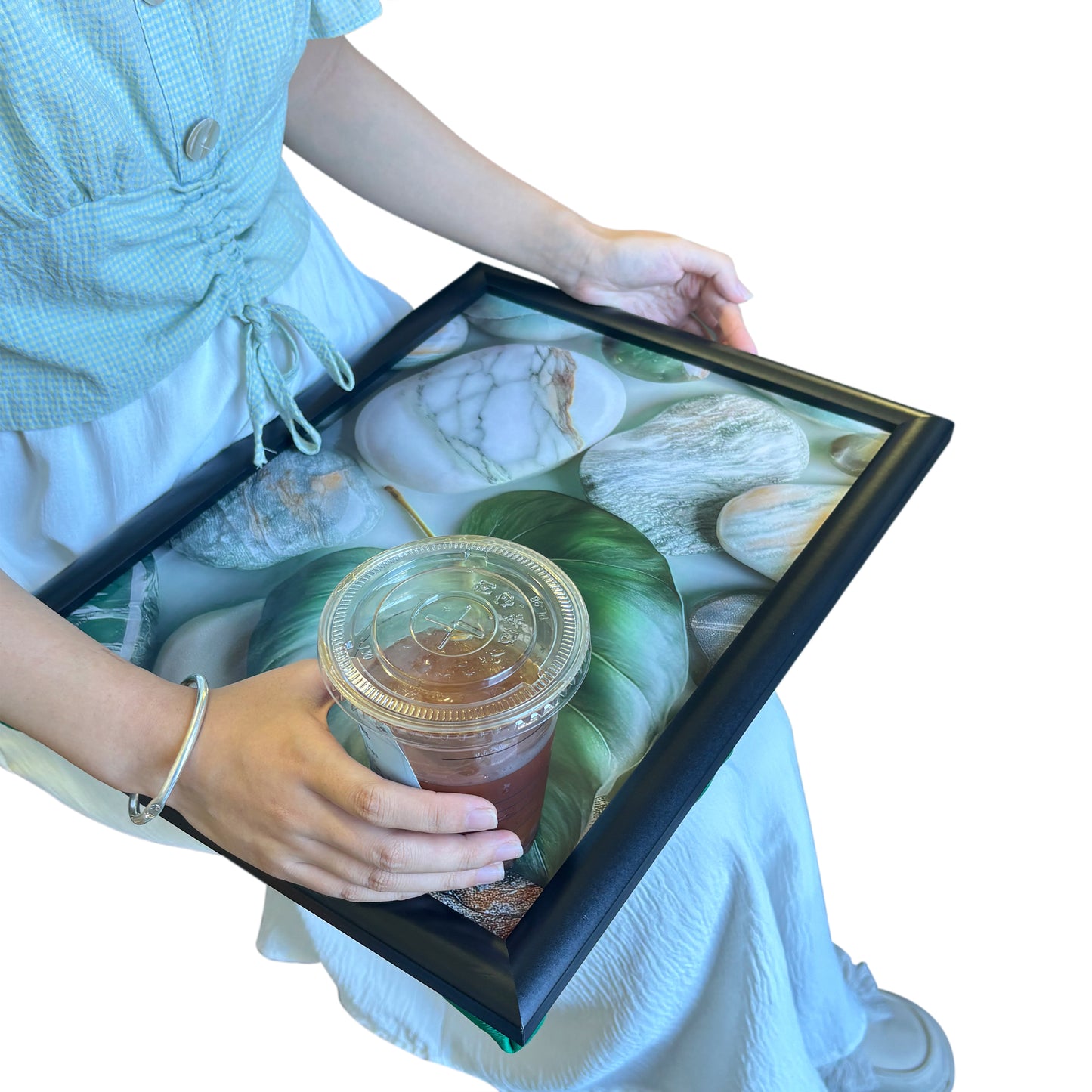 Bean Bag Lap Tray Table TV Dinner Stable Table Breakfast Serving Tray Laptray Design, Ideal Gift, Design # Betle Stone