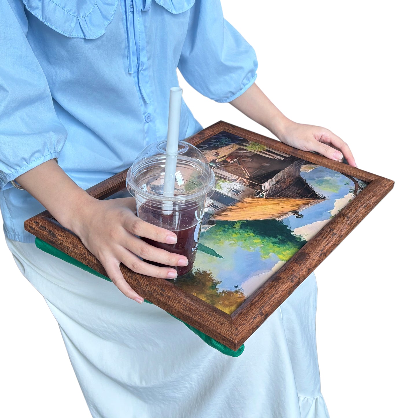 Bean Bag Lap Tray Table TV Dinner Stable Table Breakfast Serving Tray Laptray Design, Ideal Gift, Design #Charm & Cluck