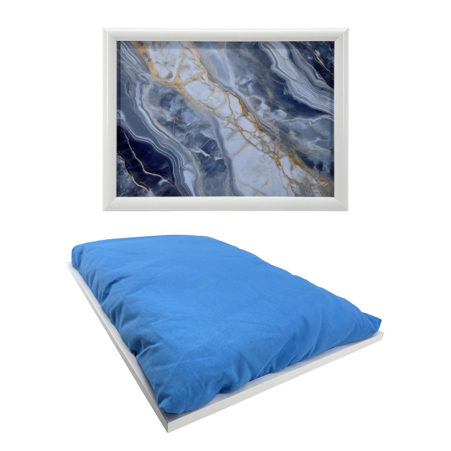 Bean Bag Lap Tray Table TV Dinner Stable Table Breakfast Serving Tray Laptray Design, Ideal Gift, Design # Marbled Tide